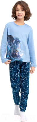 Пижама детская Mark Formelle 563323 (р.104-56-51, светло-синий/драконы в космосе)