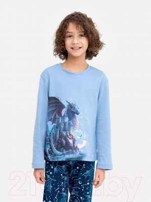 Пижама детская Mark Formelle 563323 (р.134-68-60, светло-синий/драконы в космосе)