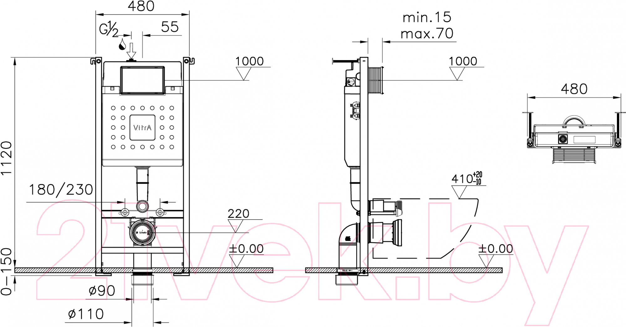 Унитаз подвесной с инсталляцией VitrA 9878B003-7200