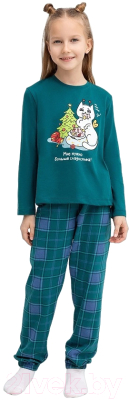 Пижама детская Mark Formelle 567740 (р.98-52, темно-зеленый/зеленая клетка)