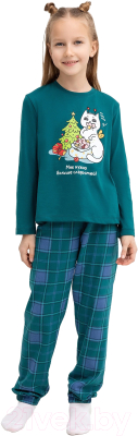 Пижама детская Mark Formelle 567740 (р.110-56, темно-зеленый/зеленая клетка)