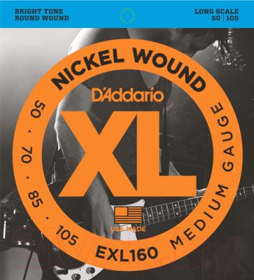 Струны для бас-гитары D'Addario EXL160 50-105