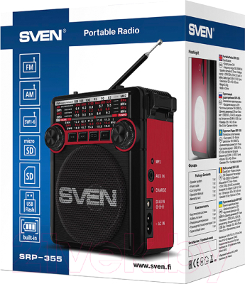 Радиоприемник Sven SRP-355 (черный/красный)