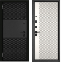 Входная дверь Mastino PP3 Trust Eco PP черный муар металлик/черный мат/белый софт (86x205, левая) - 