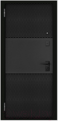 Входная дверь Mastino PP3 Trust Eco PP черный муар металлик/черный мат/белый софт (86x205, левая)