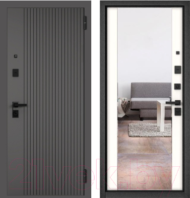 Входная дверь Mastino PP4 Trust Eco PP черный муар металлик/оскуро веллюто/белый софт (86x205, правая)