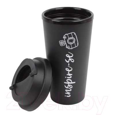 Стакан для горячих напитков Darvish С крышкой / SR-H-1664-3 (черный)
