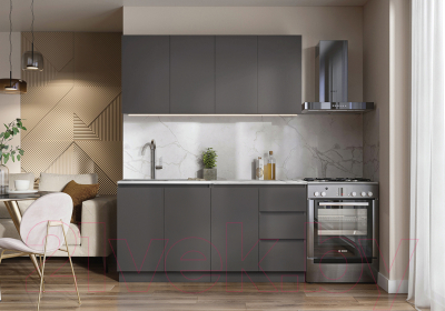 Готовая кухня Артём-Мебель Мэри ДСП 1.6м без столешницы (серый графит)