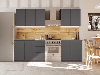 Готовая кухня Артём-Мебель Мэри ДСП 2.0м без столешницы (серый графит)