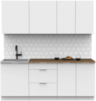 Кухонный гарнитур Интермебель Микс Топ-5 2.0м (белый премиум/дуб вотан) - 