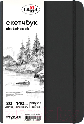 Скетчбук ГАММА Студия / 51S01B780WB (80л, черный)