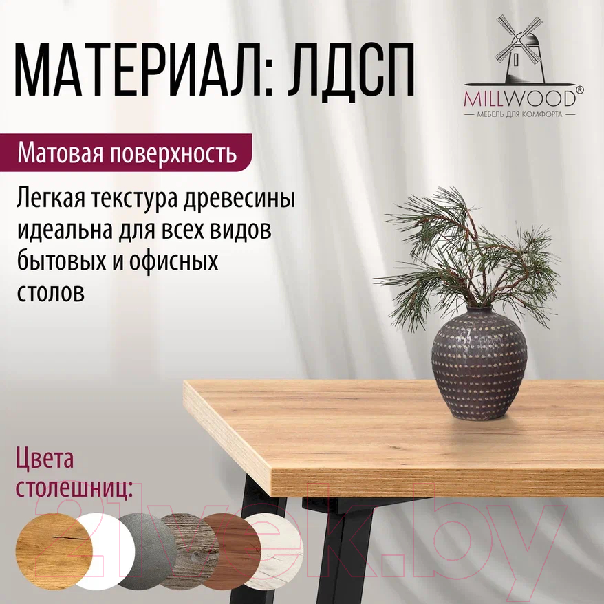 Столешница для стола Millwood ПФ 180x80x3.6