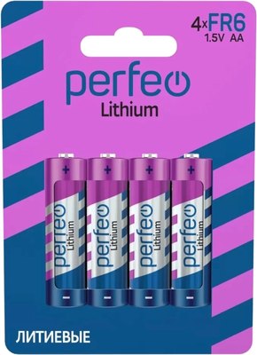 Комплект батареек Perfeo Lithium FR6/4BL (4шт) - 
