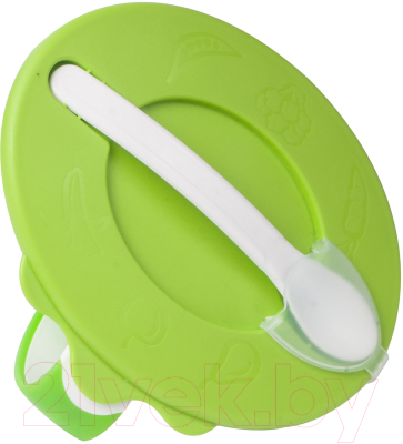 Набор посуды для кормления Canpol Миска с ложкой / 31/406 (350мл, зеленый )