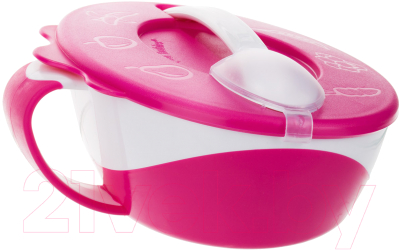 Набор посуды для кормления Canpol Миска с ложкой / 31/406 (350мл, розовый)
