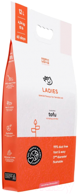 Наполнитель для туалета Organic Team Tofu Ladies комкующийся (12л/4.54кг)