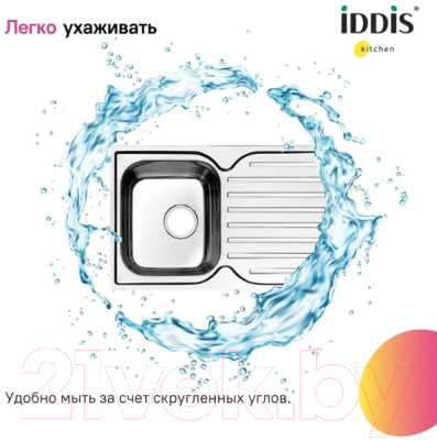 Мойка кухонная IDDIS Strit S STR78SDi77S (с сифоном)