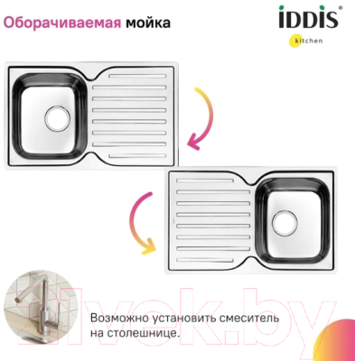 Мойка кухонная IDDIS Strit S STR78SDi77S (с сифоном)