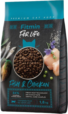 Сухой корм для кошек Fitmin Cat For Life Adult Fish&Chicken (1.8кг)