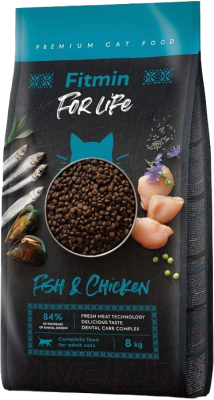 Сухой корм для кошек Fitmin Cat For Life Adult Fish&Chicken (8кг)