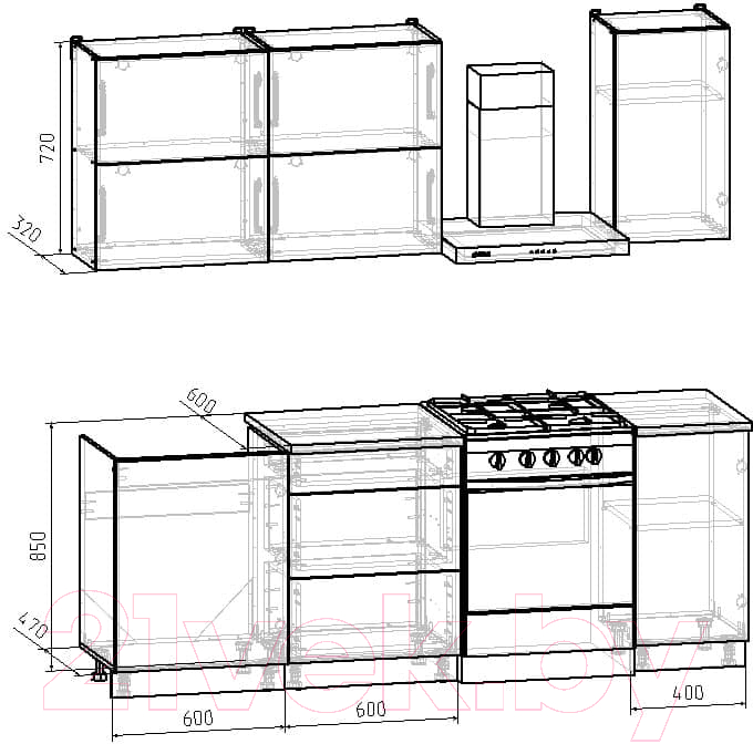 Готовая кухня Интермебель Микс Топ-32 1.6м