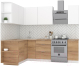 Кухонный гарнитур Интермебель Микс Топ-11 1.9x1.5м левая (белый премиум/дуб крафт золотой/дуб вотан) - 