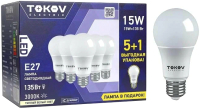 Набор ламп Tokov Electric 15Вт А60 3000К Е27 176-264В / Promo-A60-E27-15-3K (5+1шт) - 