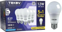 Набор ламп Tokov Electric 12Вт А60 6500К Е27 176-264В / Promo-A60-E27-12-6.5K (5+1шт) - 