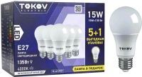 Набор ламп Tokov Electric 15Вт А60 4000К Е27 176-264В / Promo-A60-E27-15-4K (5+1шт) - 