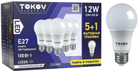 Набор ламп Tokov Electric 12Вт А60 4000К Е27 176-264В / Promo-A60-E27-12-4K (5+1шт) - 
