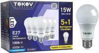 Набор ламп Tokov Electric 15Вт А60 6500К Е27 176-264В / Promo-A60-E27-15-6.5K (5+1шт) - 