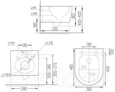 Унитаз подвесной с инсталляцией Roxen StounFix Dual Fresh 508565