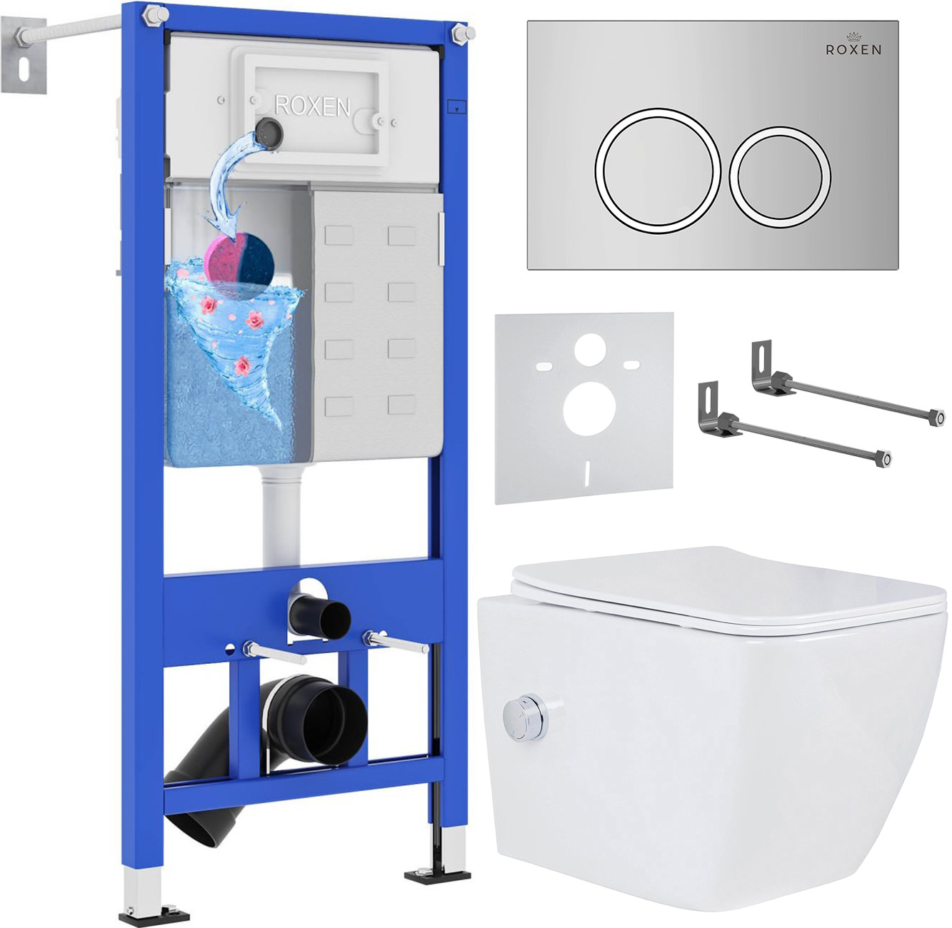 Инсталляция с унитазом подвесным Roxen StounFix Slim 521082