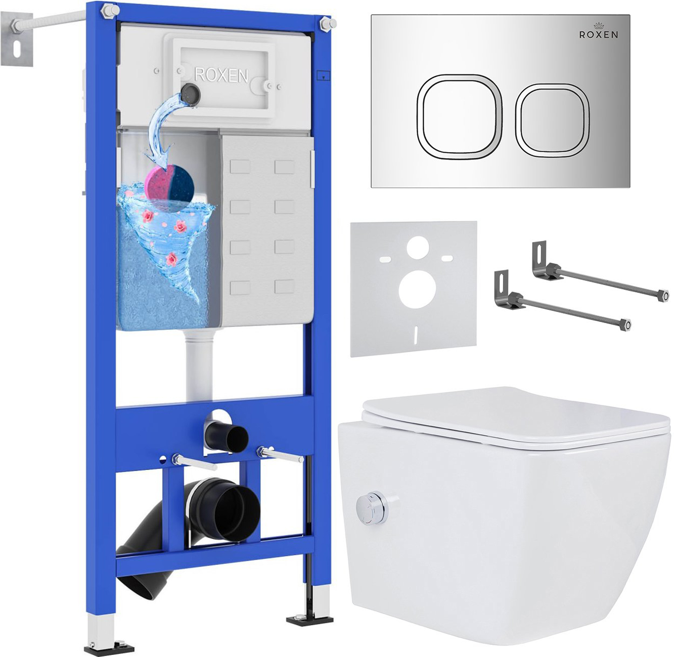 Инсталляция с унитазом подвесным Roxen StounFix Slim 552245