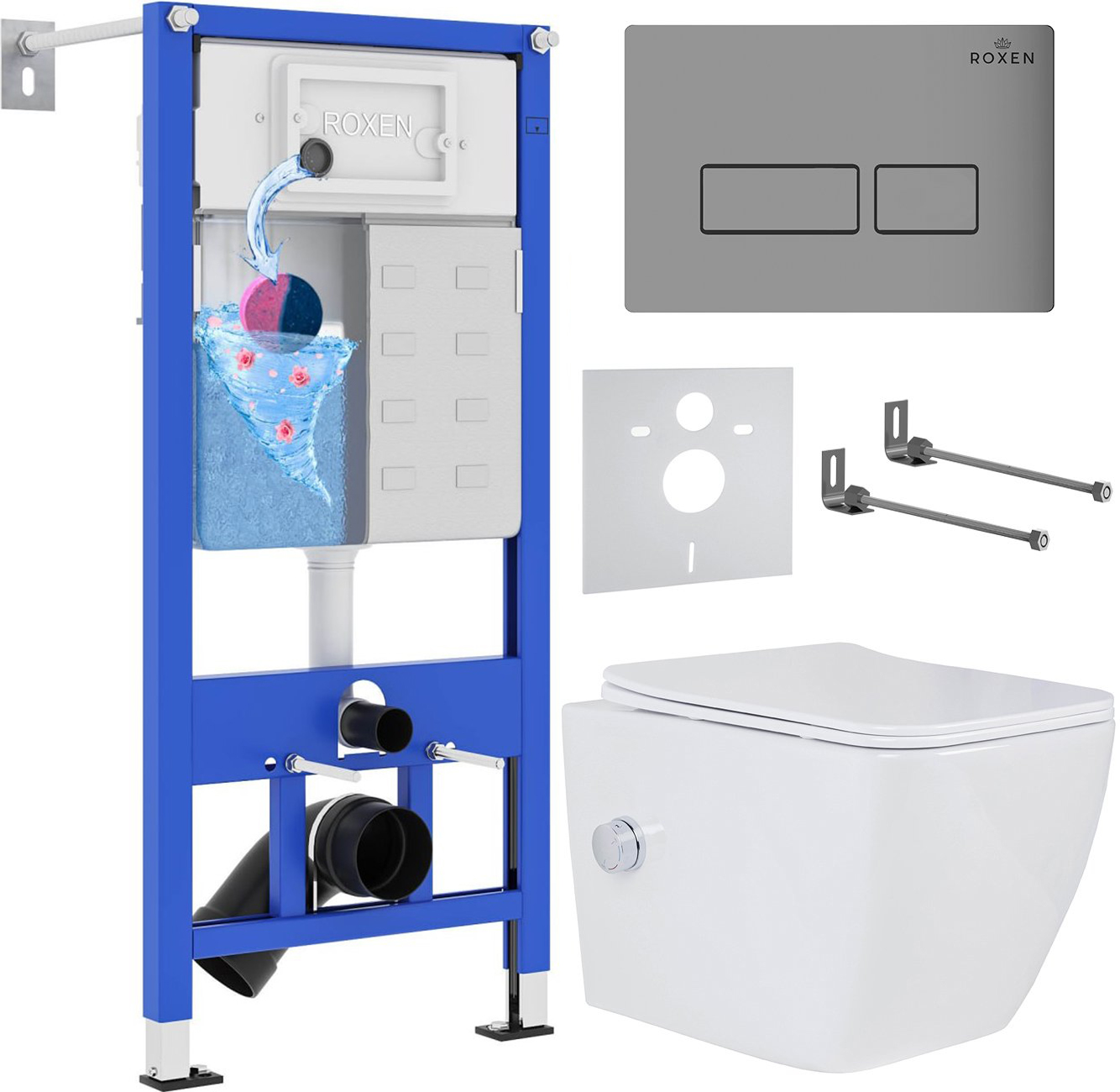 Инсталляция с унитазом подвесным Roxen StounFix Slim 608961