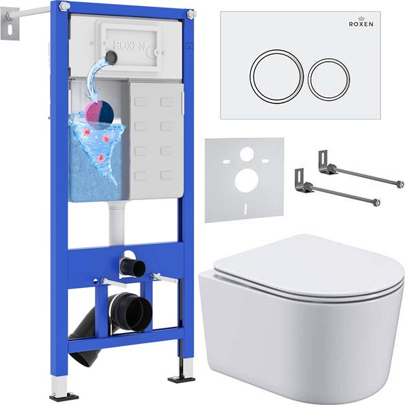 Унитаз подвесной с инсталляцией Roxen StounFix Dual Fresh 906789