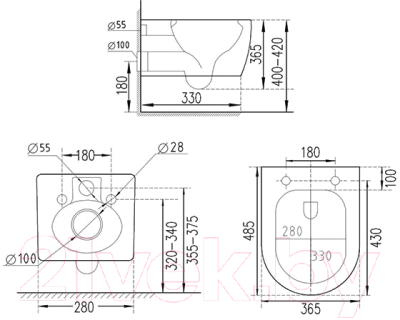 Унитаз подвесной с инсталляцией Roxen StounFix Slim 962282