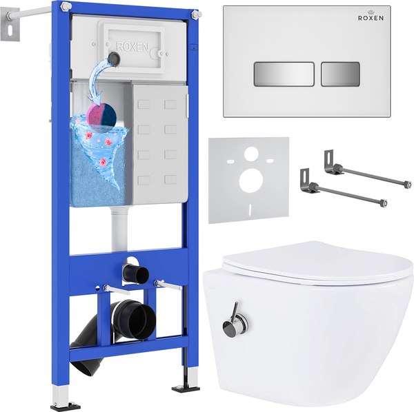 Унитаз подвесной с инсталляцией Roxen StounFix Slim 962866