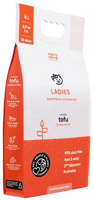 Наполнитель для туалета Organic Team Tofu Ladies комкующийся для леди (6л/2.27кг)