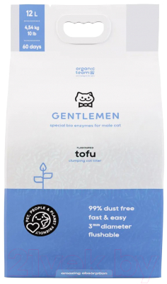 Наполнитель для туалета Organic Team Tofu Gentlemen комкующийся для джентльменов (12л/4.54кг)