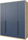 Шкаф Мебель-КМК 4Д Тиана КМК 0967.1 (дуб наварра/SAT 27 синий матовый) - 