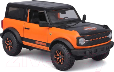 Масштабная модель автомобиля Maisto Harley-Davidson 2021 Ford Bronco Badlands / 32272 (черный/оранжевый)