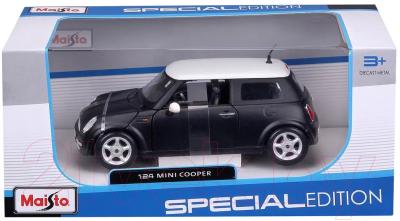 Масштабная модель автомобиля Maisto Mini Cooper / 31219BK (черный/белый)
