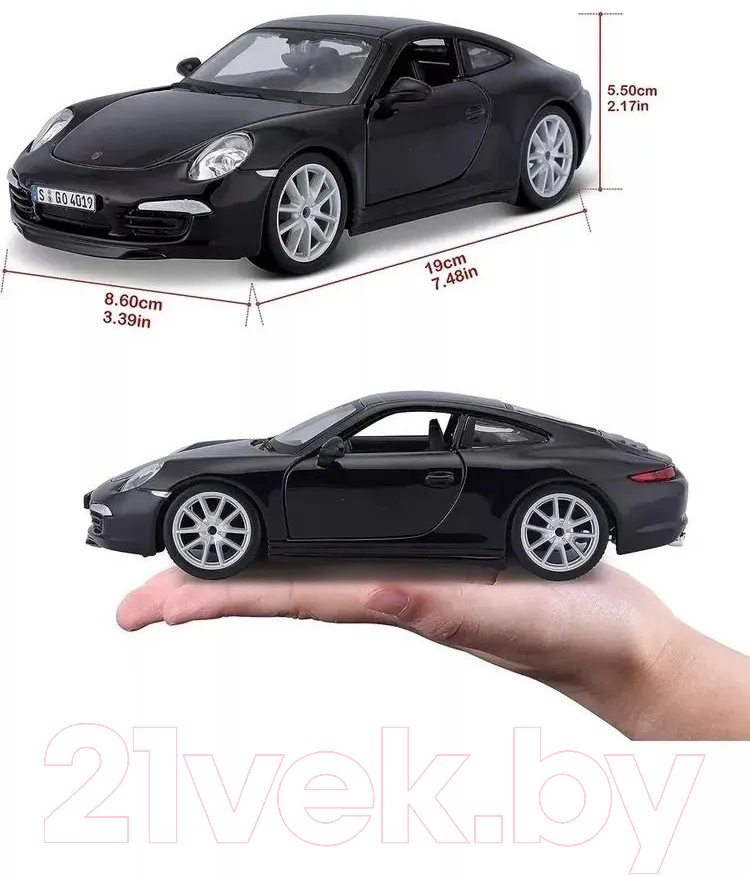 Автомобиль игрушечный Bburago Porsche 911 Carrera S / 18-21065BK