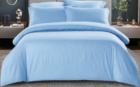 Комплект постельного белья LUXOR Полоса 1x1 13-4202 Евро-стандарт (голубая лагуна, сатин-страйп) - 