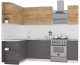 Кухонный гарнитур Интермебель Микс Топ-17 1.9x1.7м левая (дуб крафт золотой/графит серый/дуб вотан) - 
