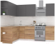Кухонный гарнитур Интермебель Микс Топ-18 2.0x1.7м левая (графит серый/дуб крафт золотой/дуб вотан) - 