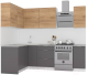 Кухонный гарнитур Интермебель Микс Топ-21 1.9x1.42м левая (дуб крафт золотой/графит серый/дуб вотан) - 