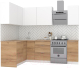 Кухонный гарнитур Интермебель Микс Топ-24 1.9x1.52м левая (белый премиум/дуб крафт золотой/дуб вотан) - 