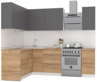 Готовая кухня Интермебель Микс Топ-24 1.9x1.52м левая (графит серый/дуб крафт золотой/дуб вотан) - 